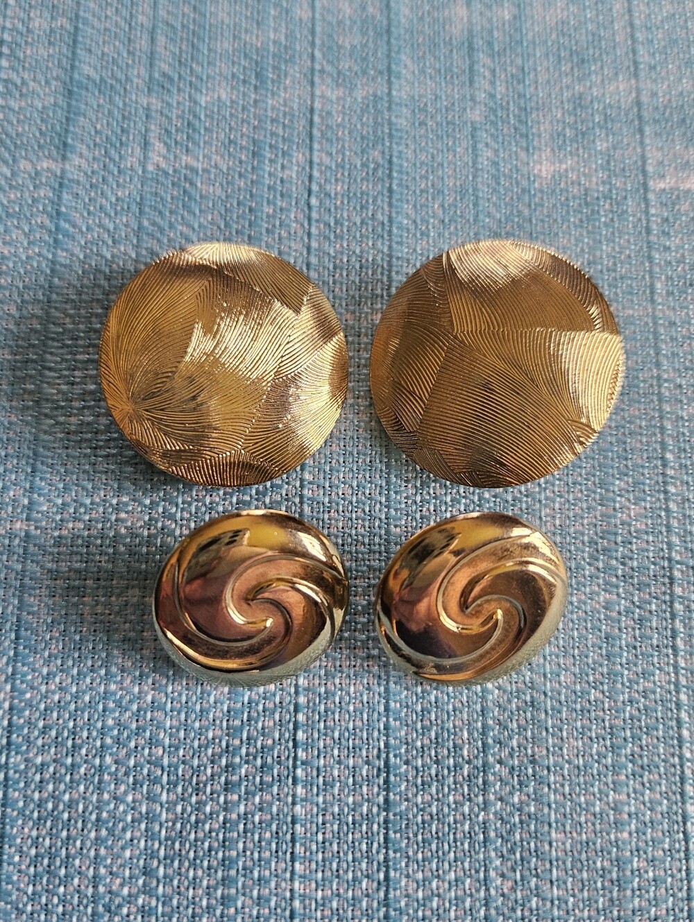 Vintage Gold-Tone Swirl & Textured Clip Earrings